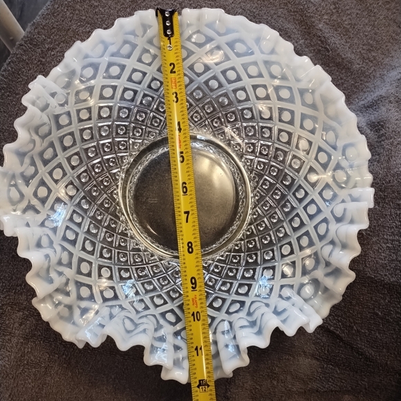 Large Vintage Fenton Opalescent Hobnail 12”Bowl! Ruffled Edges,VERY OLD!! - Picture 2 of 9